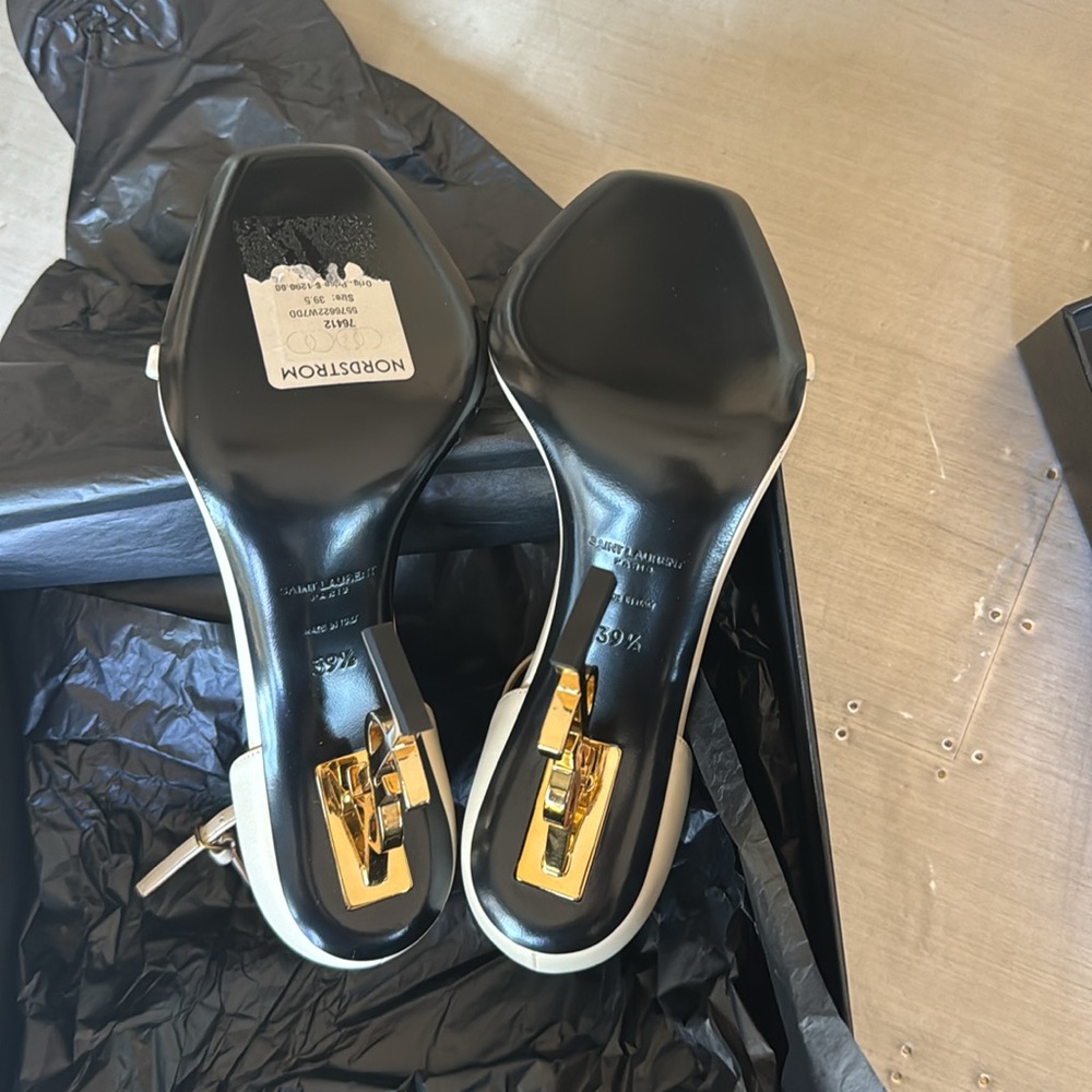 YSL Opyum sandal yves saint laurent stiletto beige gold pump 110mm sz 39.5 - Picture 11 of 13